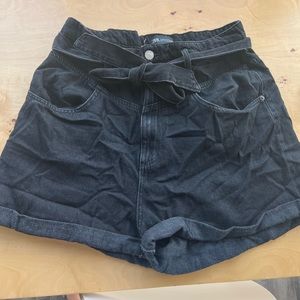 Zara paper bag black denim shorts